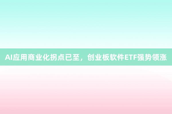AI应用商业化拐点已至，创业板软件ETF强势领涨