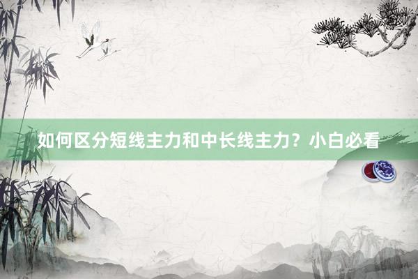 如何区分短线主力和中长线主力？小白必看