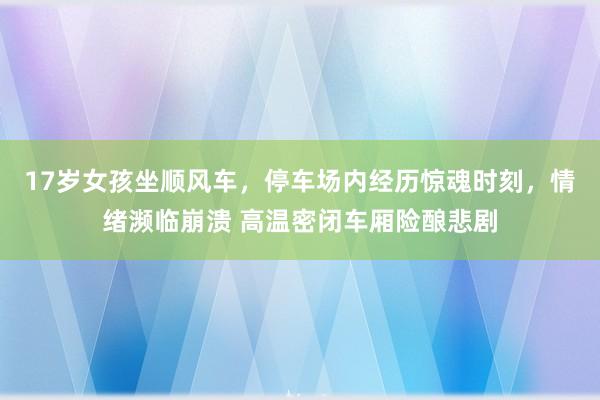 17岁女孩坐顺风车，停车场内经历惊魂时刻，情绪濒临崩溃 高温密闭车厢险酿悲剧