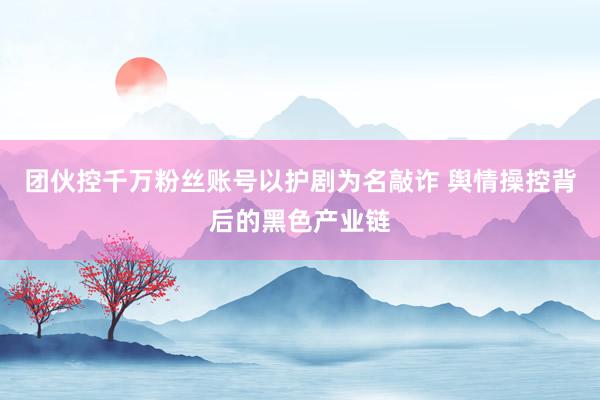 团伙控千万粉丝账号以护剧为名敲诈 舆情操控背后的黑色产业链