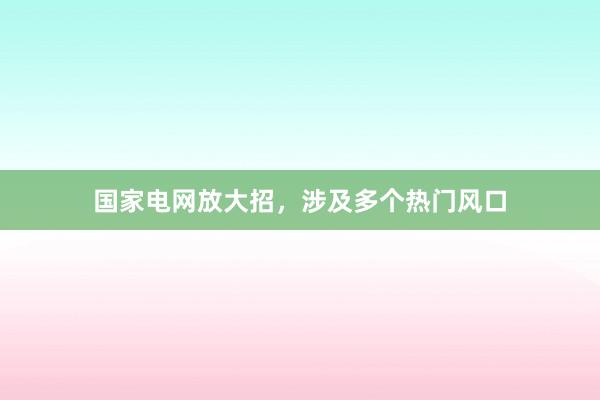 国家电网放大招，涉及多个热门风口