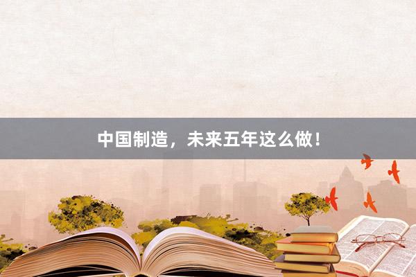 中国制造，未来五年这么做！