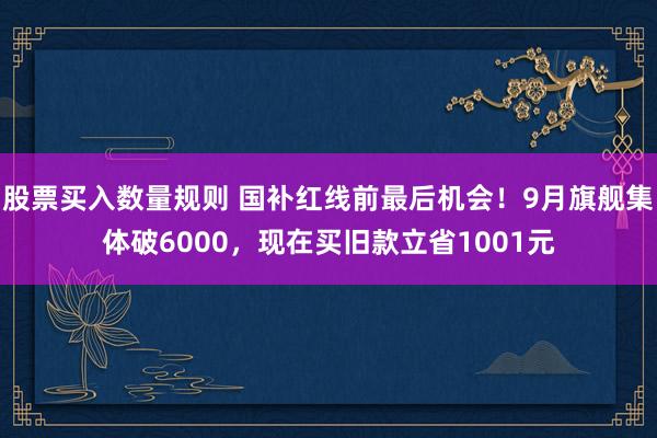 股票买入数量规则 国补红线前最后机会！9月旗舰集体破6000，现在买旧款立省1001元