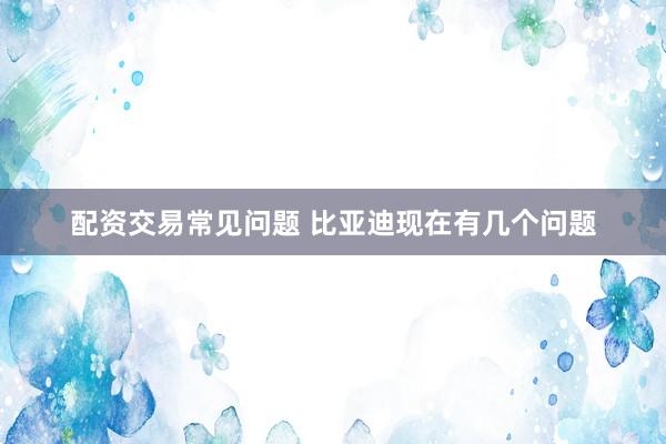 配资交易常见问题 比亚迪现在有几个问题