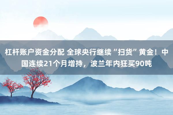 杠杆账户资金分配 全球央行继续“扫货”黄金！中国连续21个月增持，波兰年内狂买90吨