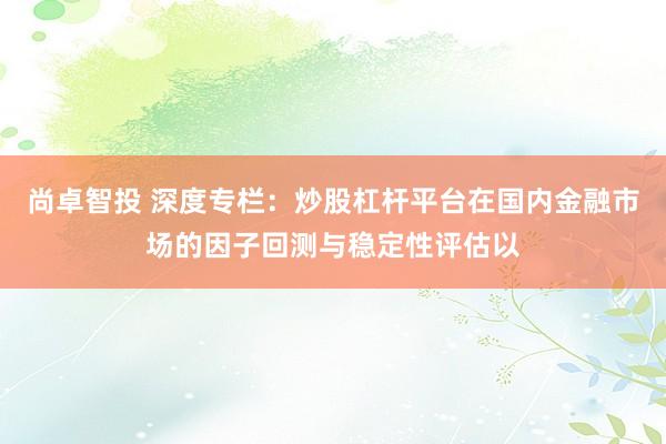 尚卓智投 深度专栏：炒股杠杆平台在国内金融市场的因子回测与稳定性评估以