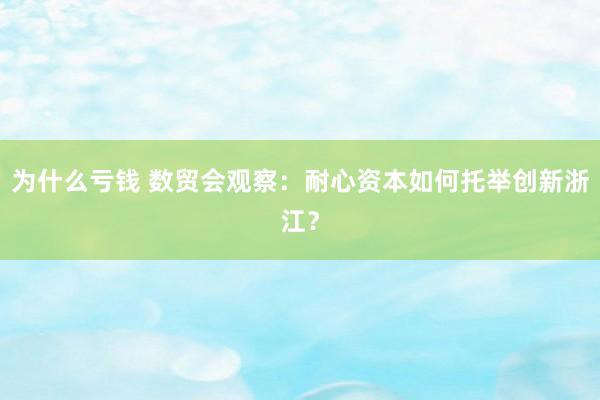 为什么亏钱 数贸会观察：耐心资本如何托举创新浙江？